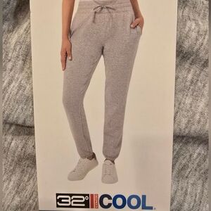 32 Degrees Women's Heather Grey Joggers, Elastic Ankle, XL